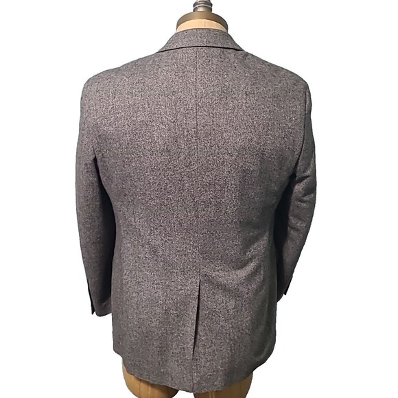 ADOLFO Lambswool TWEED Sport Coat Mens 44R Gray Herringbone Fleck Blazer Jacket - Picture 5 of 16
